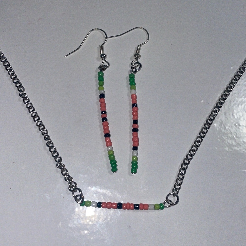 Watermelon necklace/earring set🍉